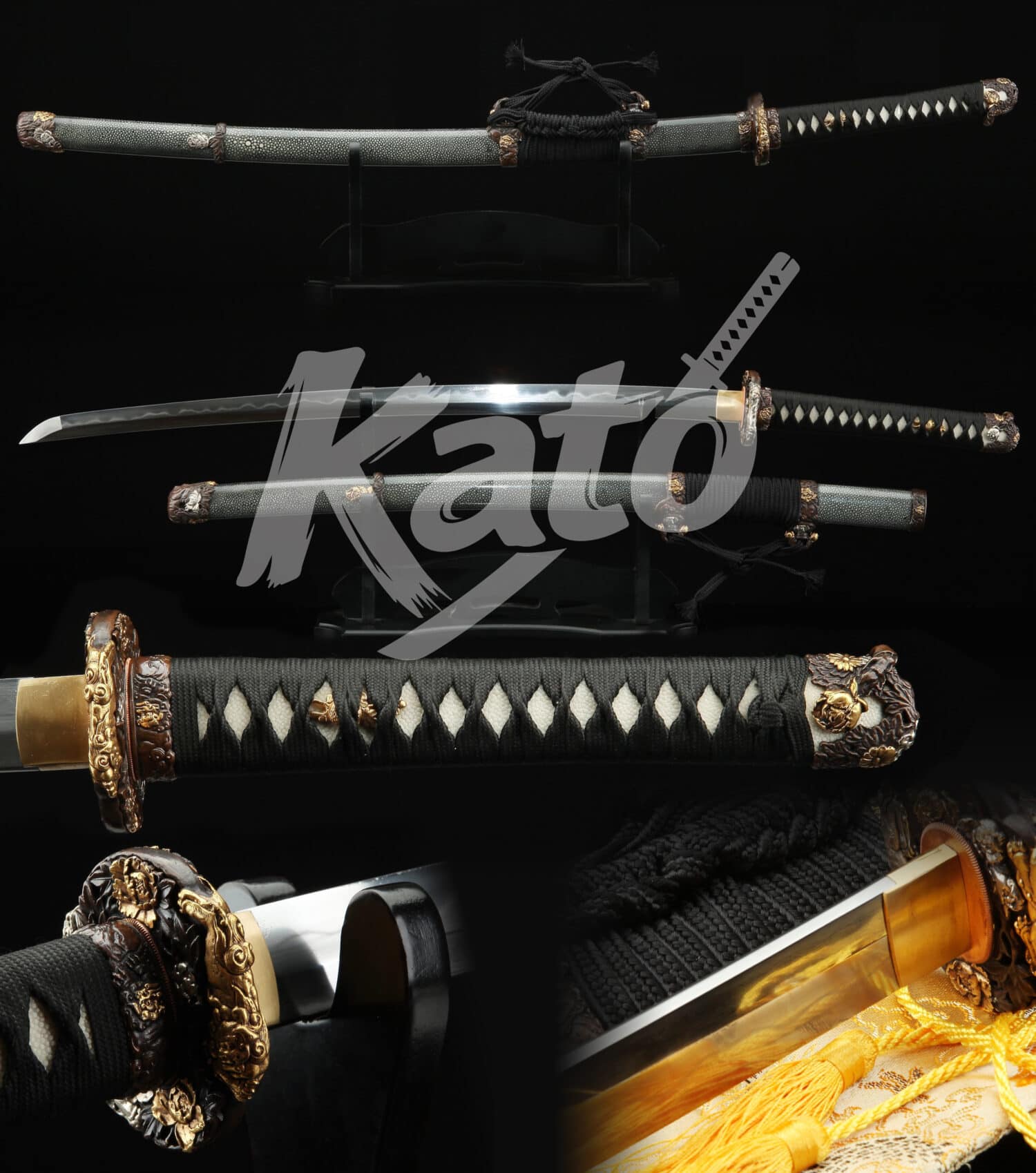 4 40.5-Inch Hand-Forged Tachi – T10 High Carbon Steel, Clay-Tempered Hamon, Full Tang
