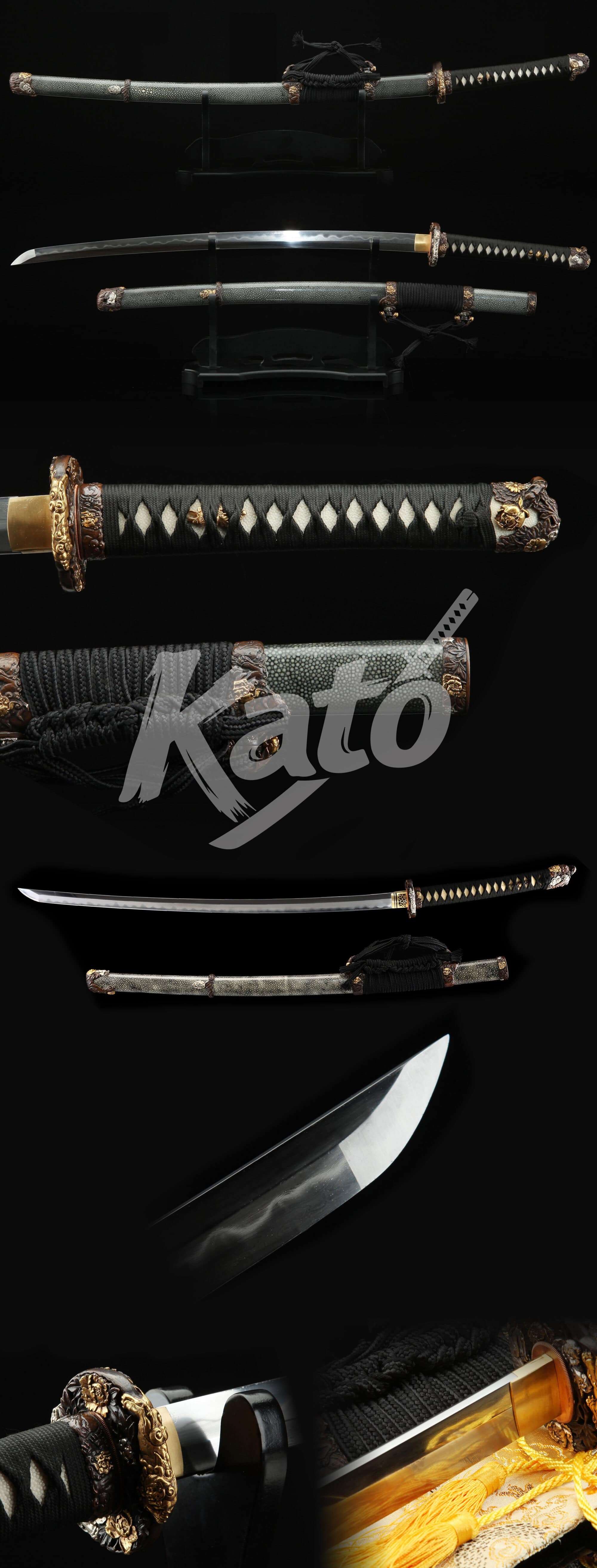 4-4 40.5-Inch Hand-Forged Tachi – T10 High Carbon Steel, Clay-Tempered Hamon, Full Tang