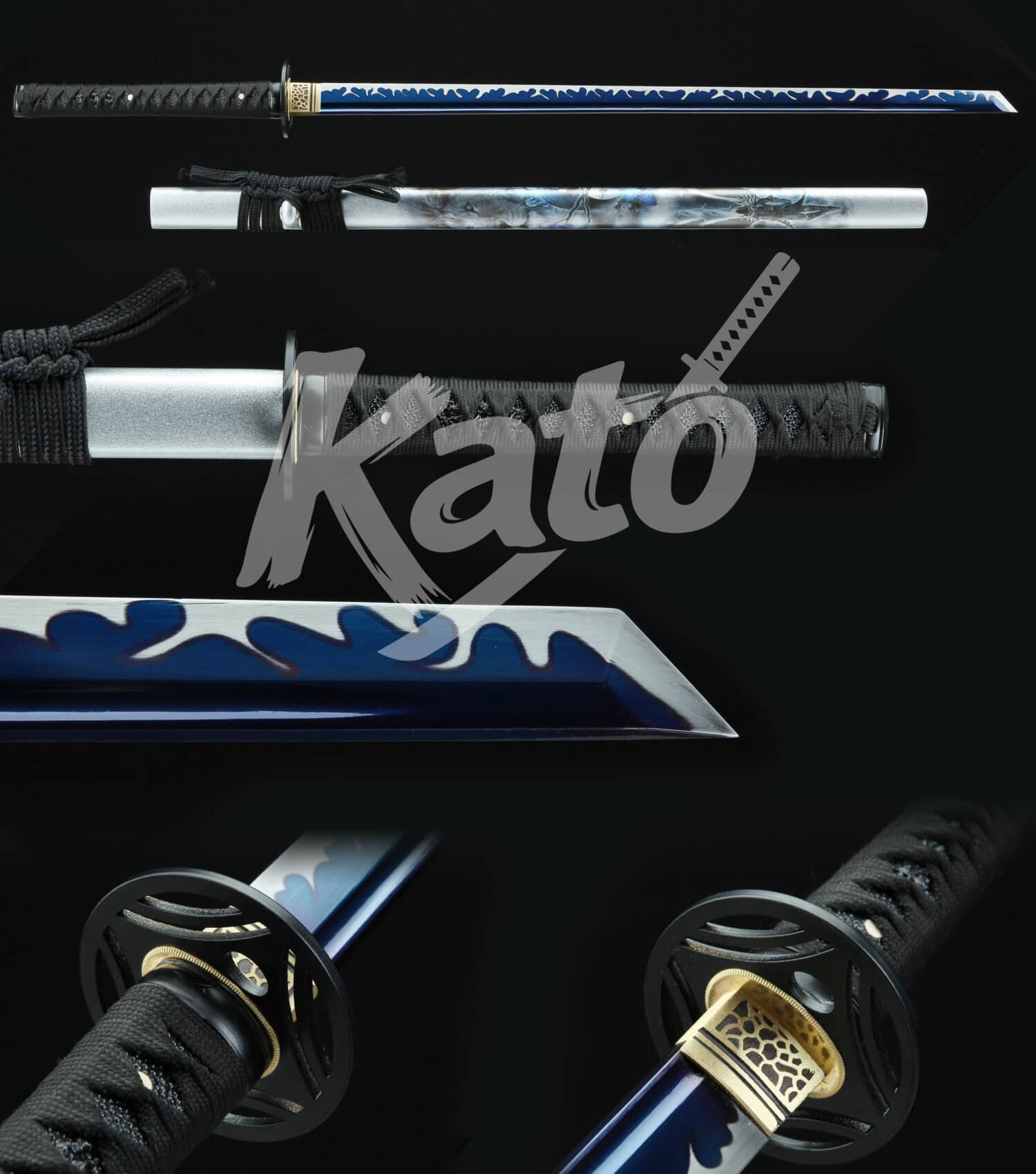 6 Hand-Forged 1095 Carbon Steel Ninjato Sword – Full Tang Blade, Iron Tsuba, Black Saya, Traditional Japanese Style