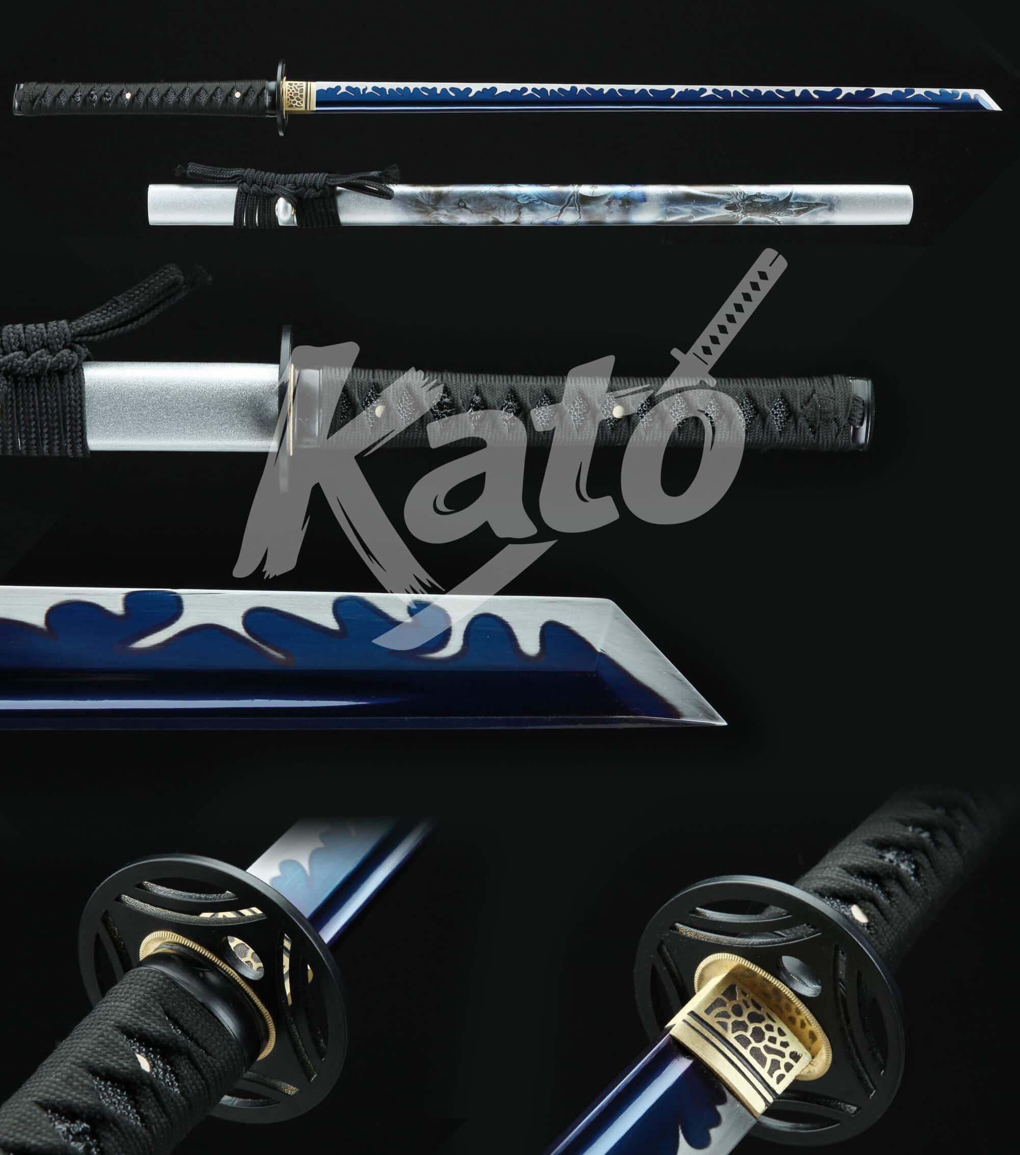 6 Hand-Forged 1095 Carbon Steel Ninjato Sword – Full Tang Blade, Iron Tsuba, Black Saya, Traditional Japanese Style