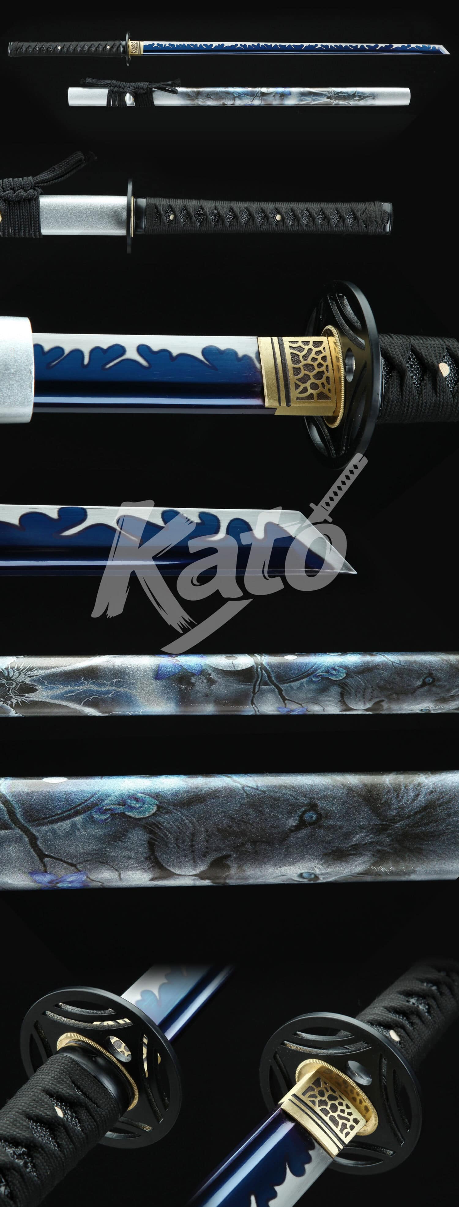 Hand-Forged 1095 Carbon Steel Ninjato Sword – Full Tang Blade, Iron Tsuba, Black Saya, Traditional Japanese Style