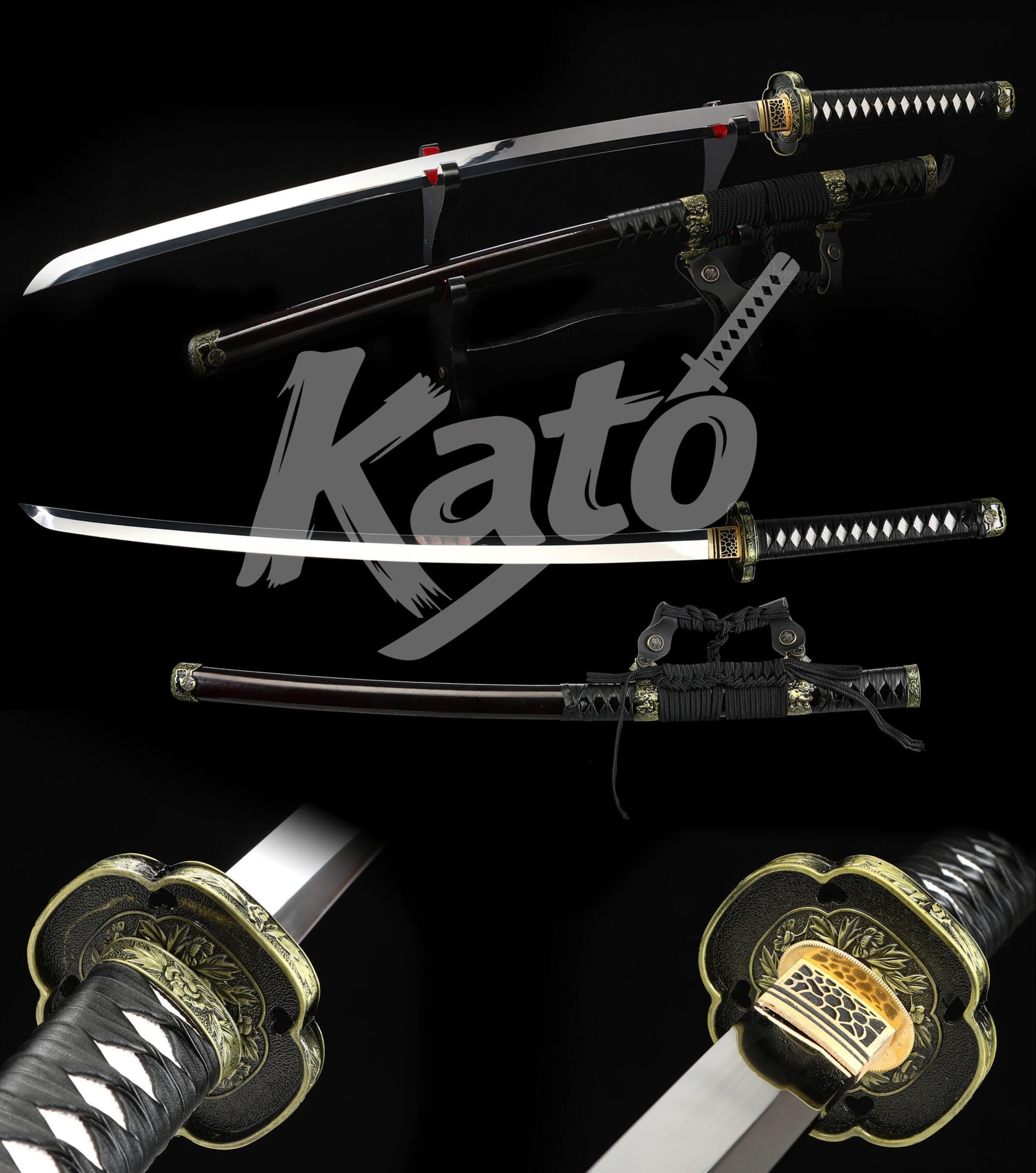 9 Hand-Forged 1095 Steel Katana – Three-Color Polish, Full Tang, White Lacquer Saya