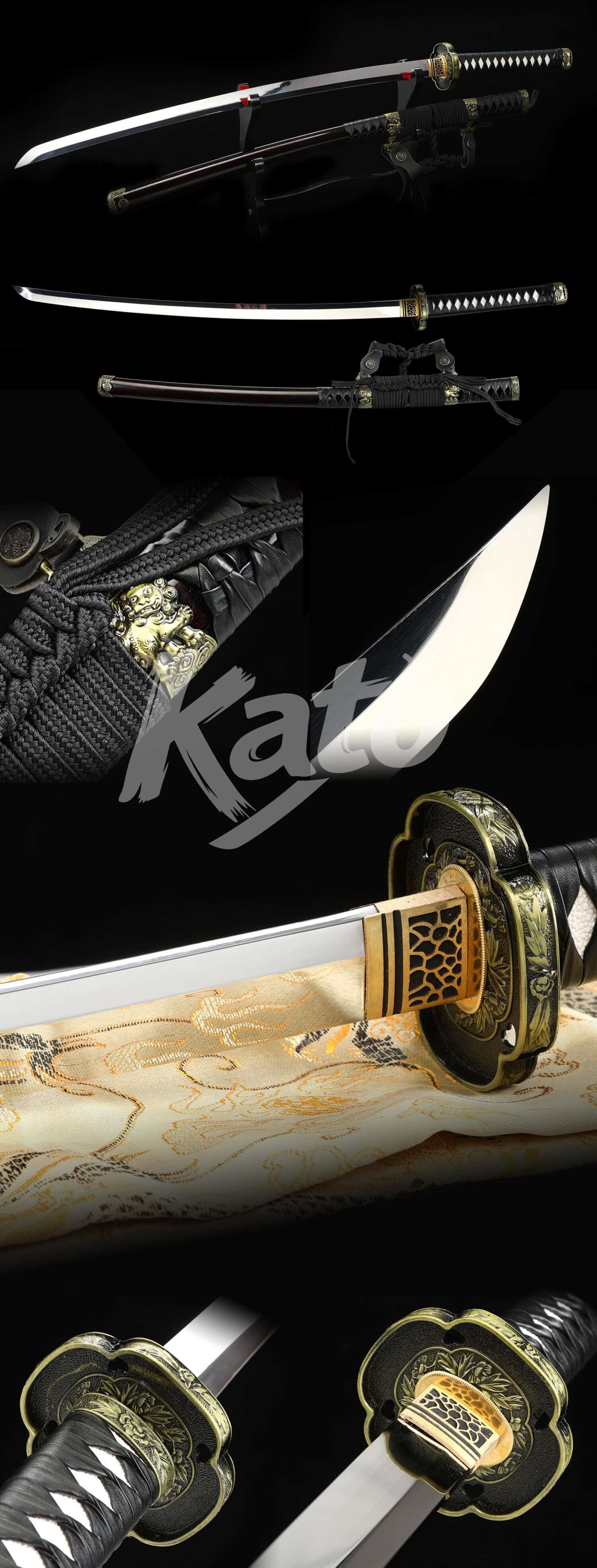 Hand-Forged 1095 Steel Katana – Three-Color Polish, Full Tang, White Lacquer Saya