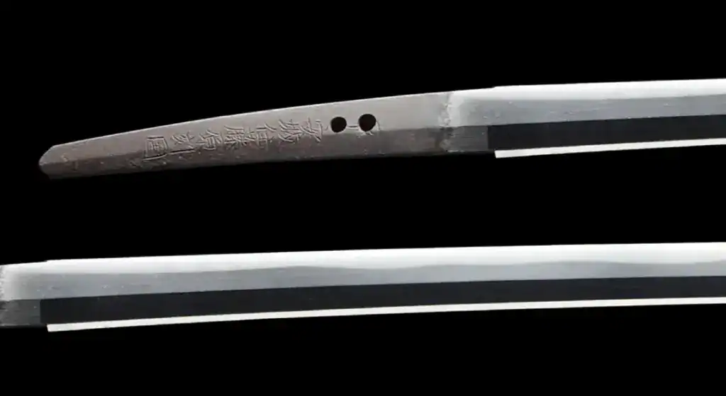 Katana blade with hamon and signed tang
