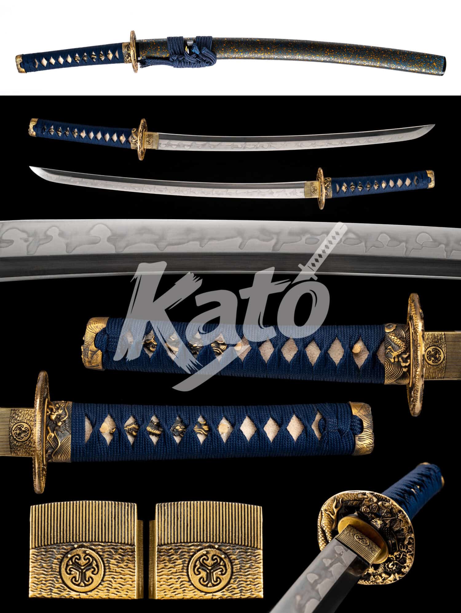 16 T10 Clay Tempered Wakizashi Handmade Japanese Collectible Dragon Saya Copper Handcrafted