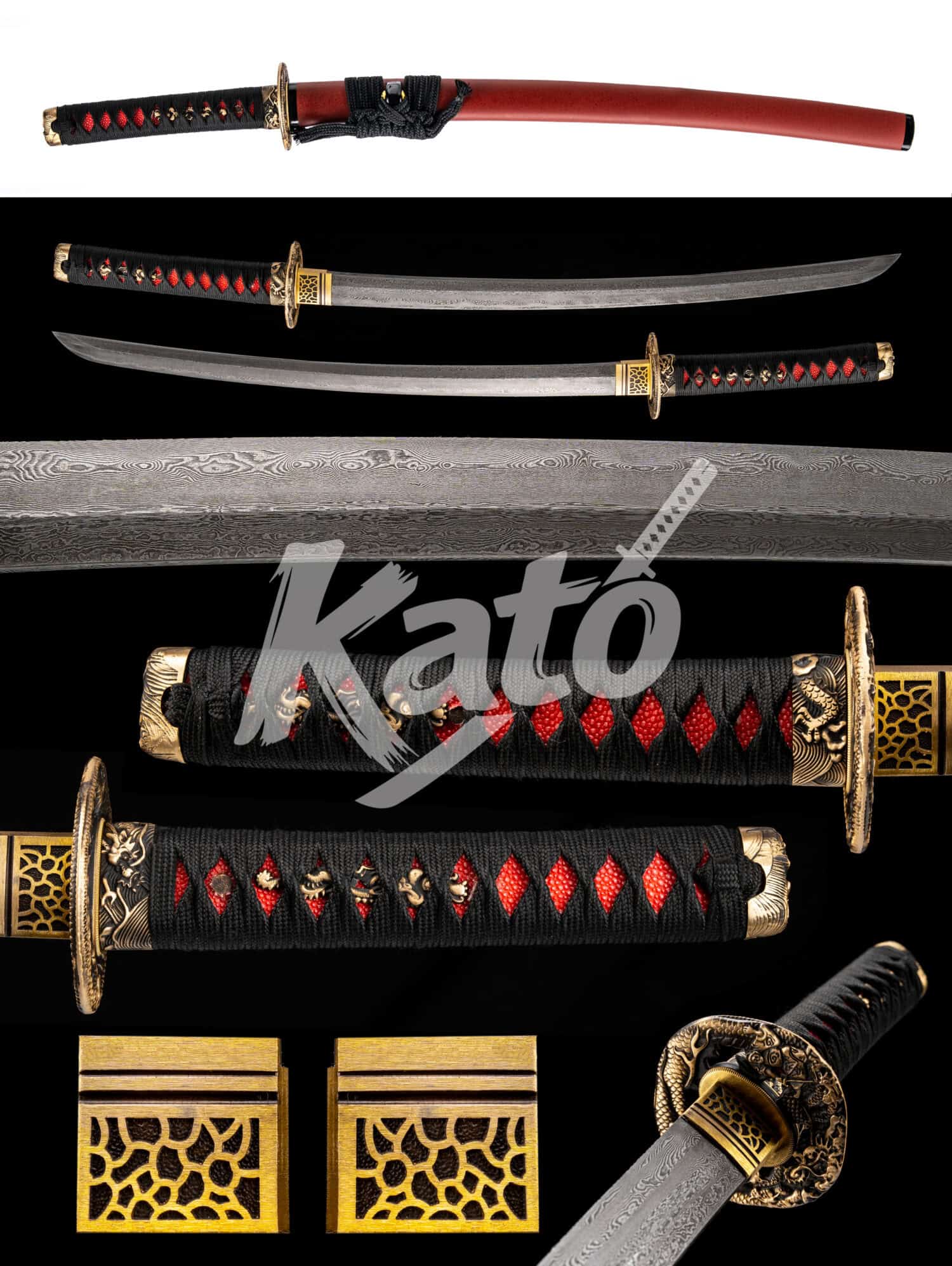 6 T10 Clay Tempered Wakizashi Handmade Japanese Collectible Dragon Saya Copper