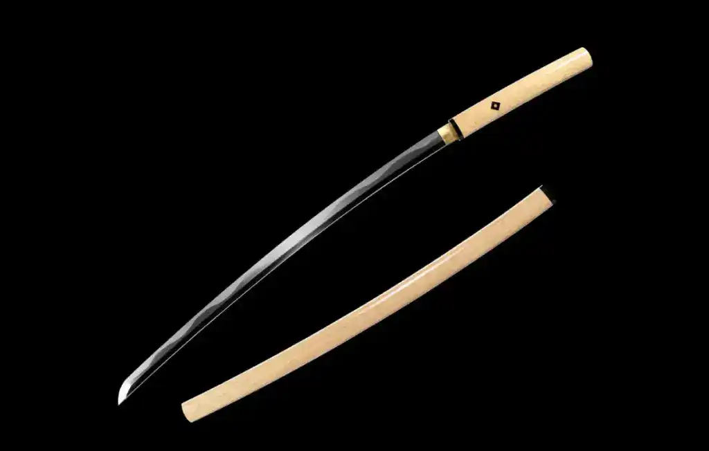 Natural wood handle katana sword