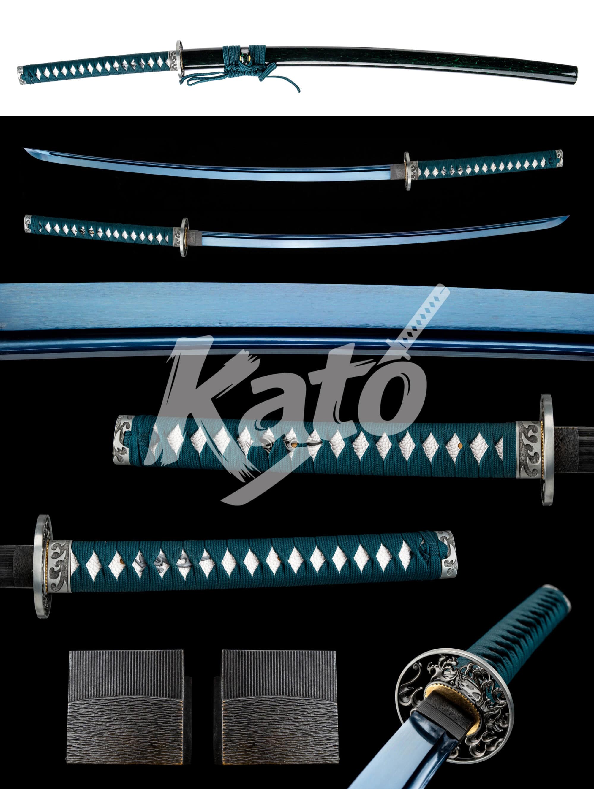 21 Blue Katana 5160 Steel – Heat Blued Samurai Sword, Razor Sharp, High Flex Blade