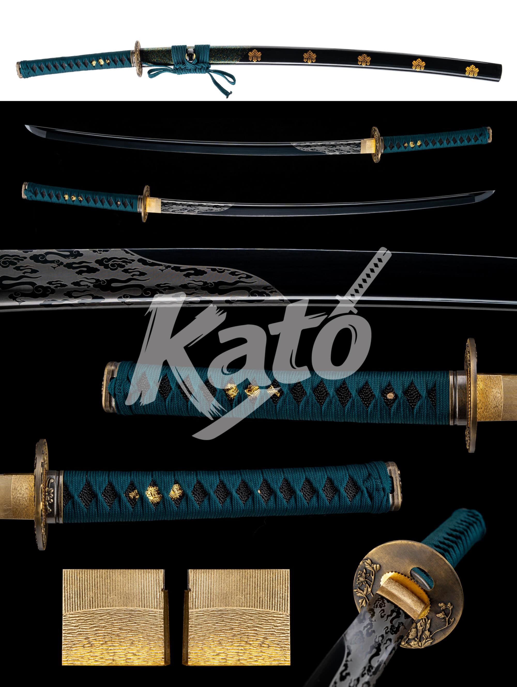 9 Blackened Katana 5160 Steel – Engraved Samurai Sword, Razor Sharp Blade