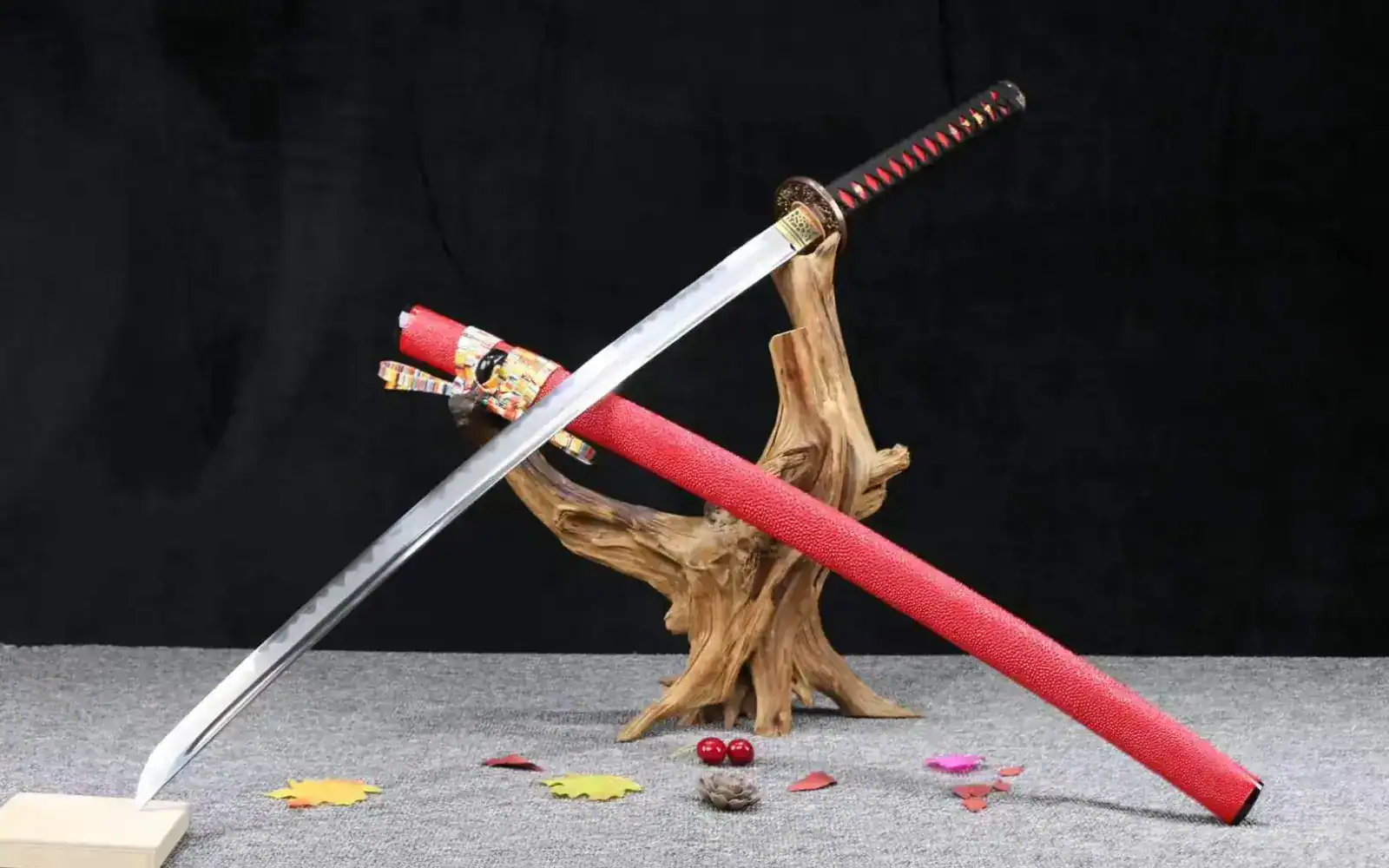 Custom katana with red saya
