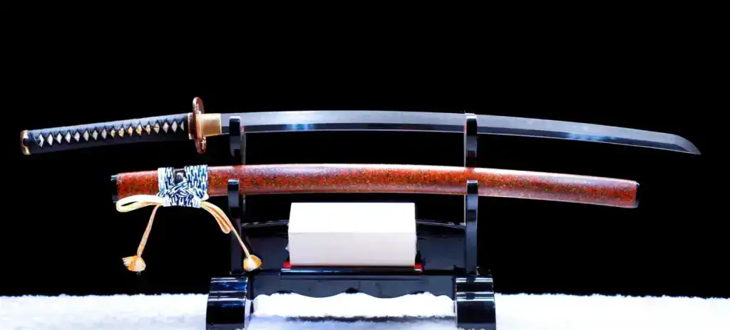 Japanese katana sword displayed on a stand