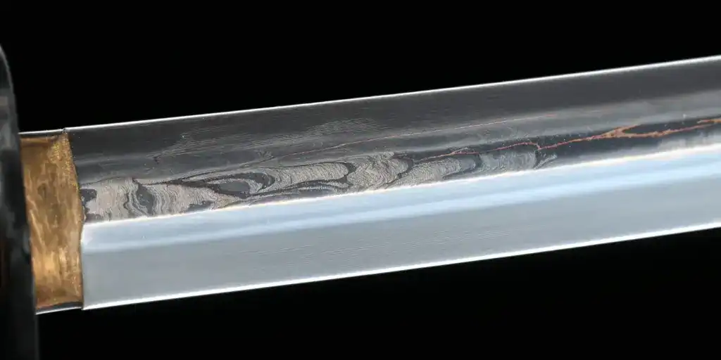 Katana blade close-up with hamon