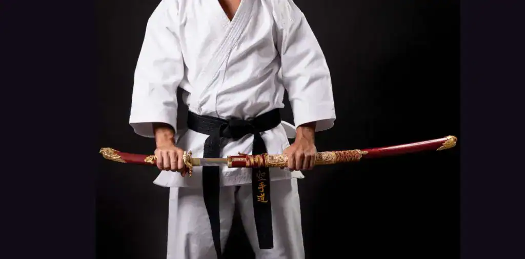Katana worn at left waist