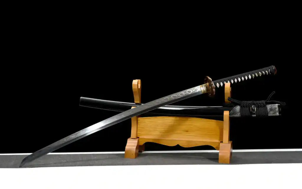 t10 steel katana on stand