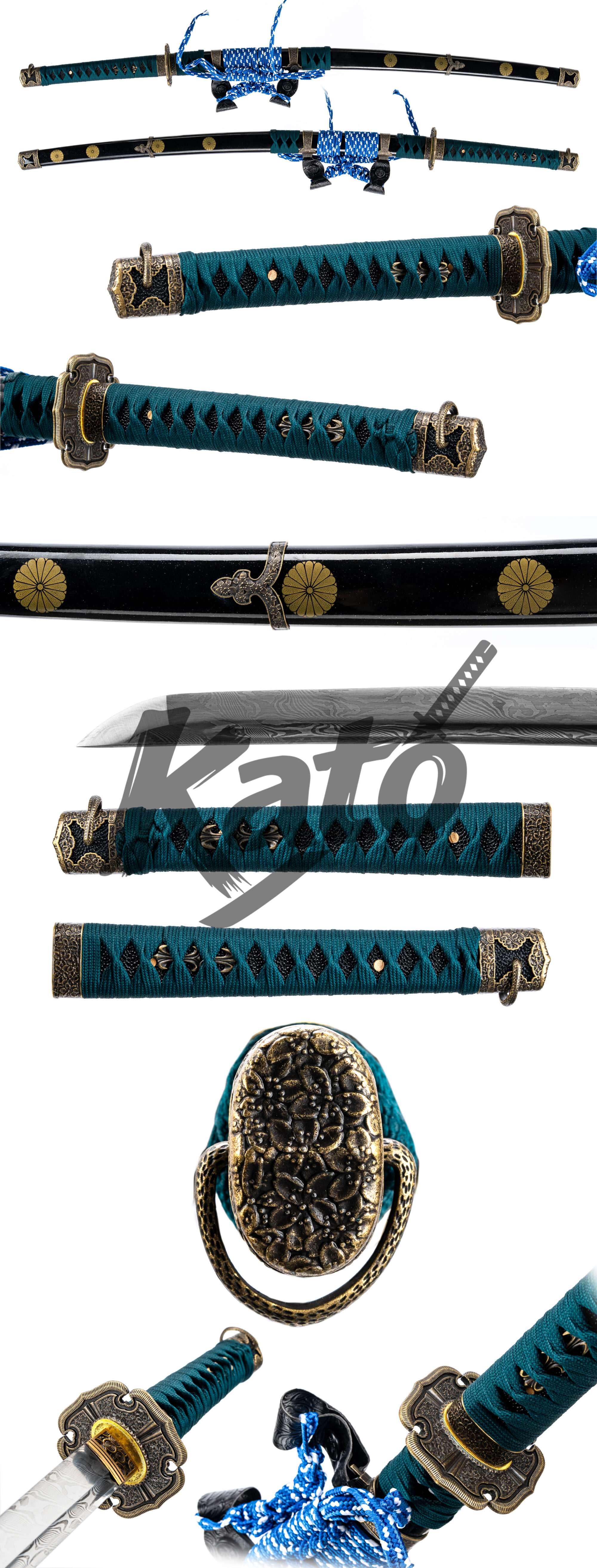 11 Twisted Damascus Tachi Sword – Hand Forged Japanese Hanging Samurai Sword