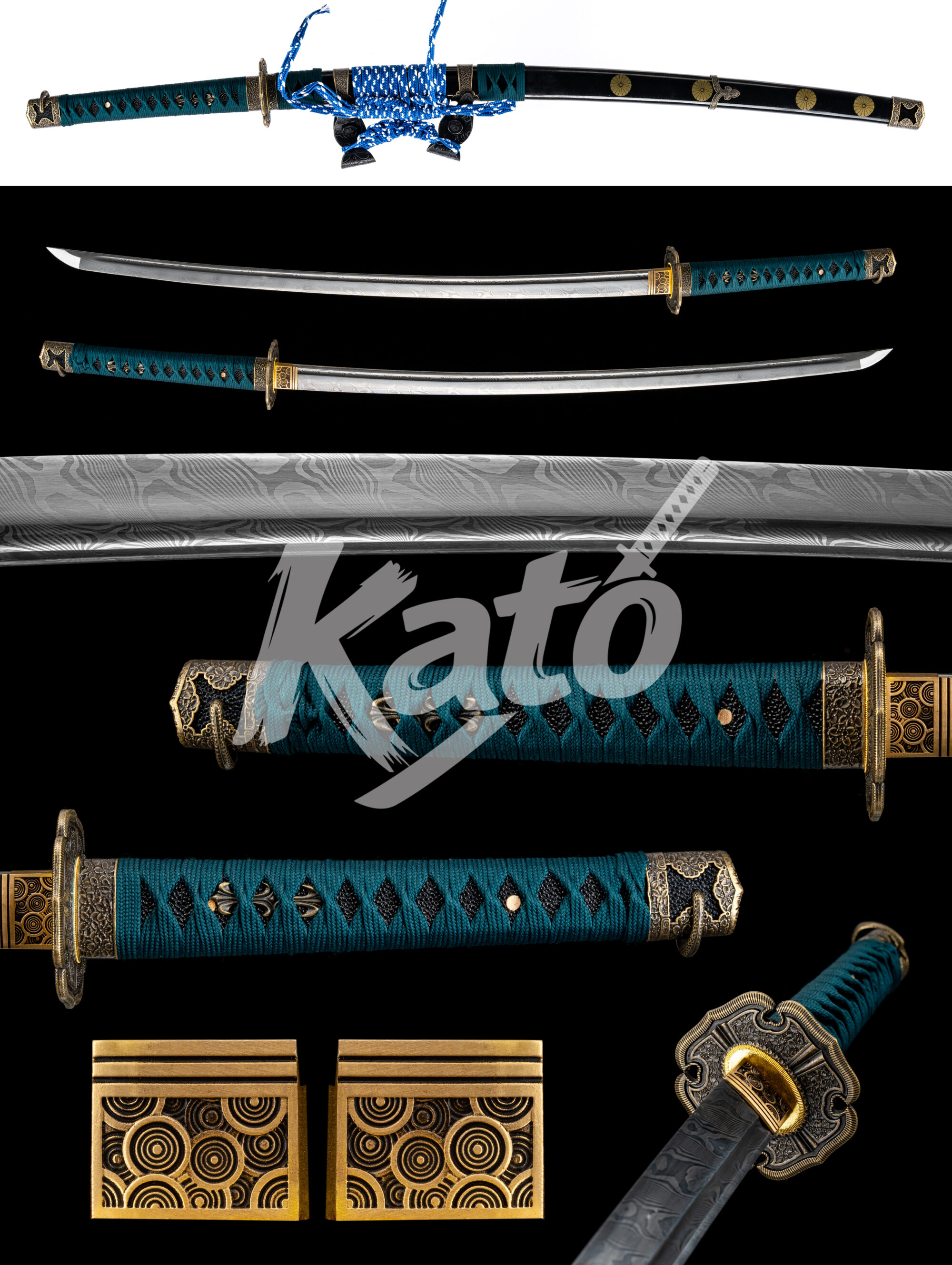 12 Twisted Damascus Tachi Sword – Hand Forged Japanese Hanging Samurai Sword