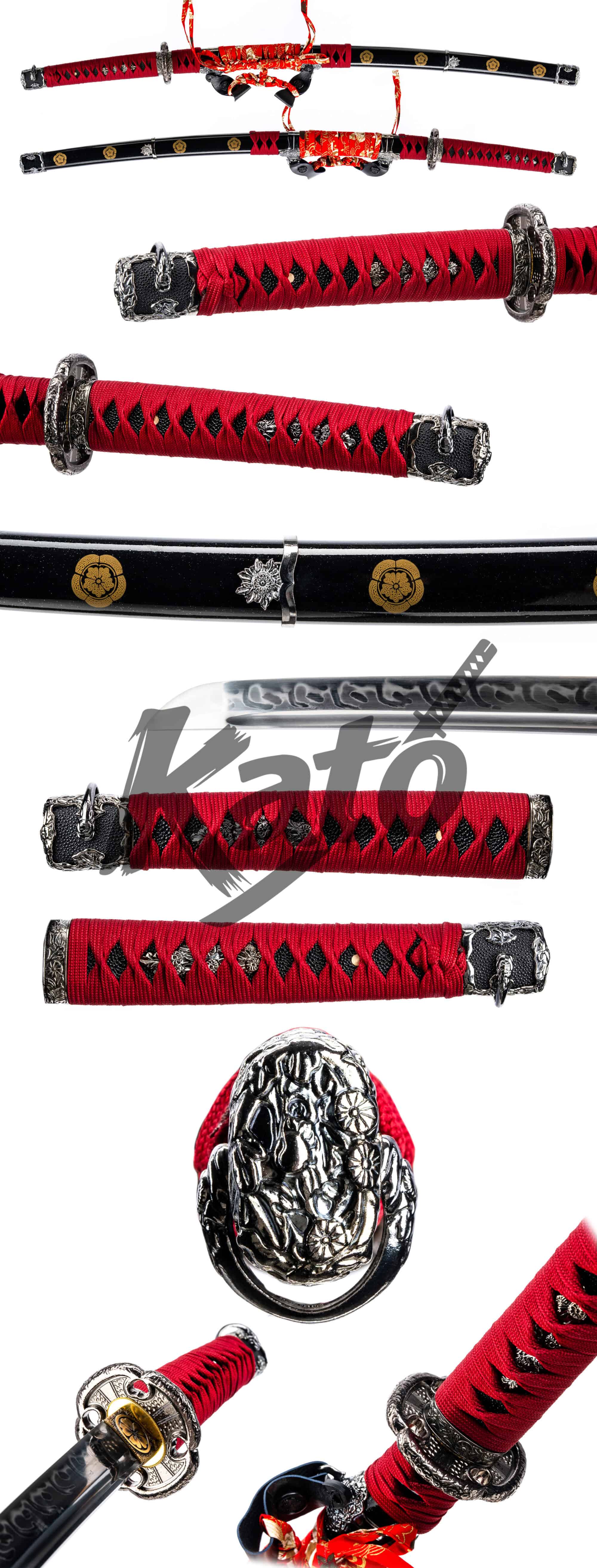 29 Red T10 Katana – Clay Tempered Samurai Sword with Real Hamon