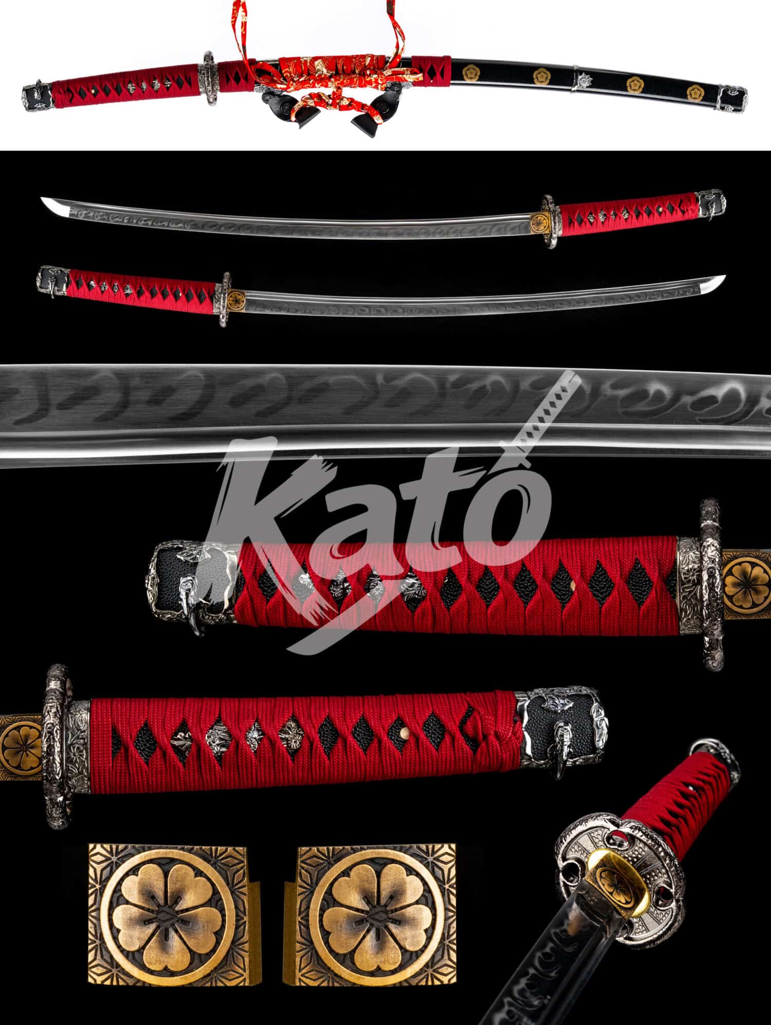 30 Red T10 Katana – Clay Tempered Samurai Sword with Real Hamon