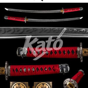 Red T10 Katana – Clay Tempered Samurai Sword with Real Hamon