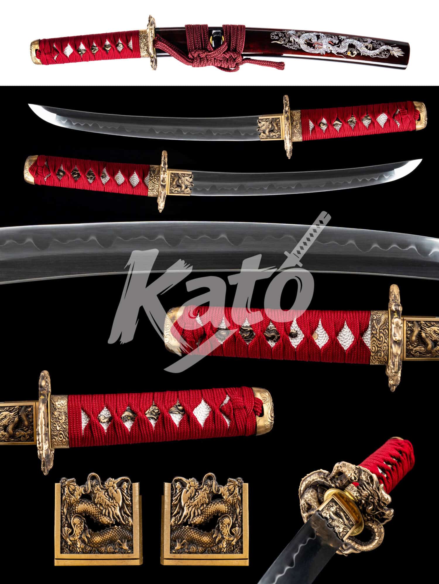 30 Red Tanto Knife T10 Clay Tempered – Hand Forged Japanese Samurai Dagger
