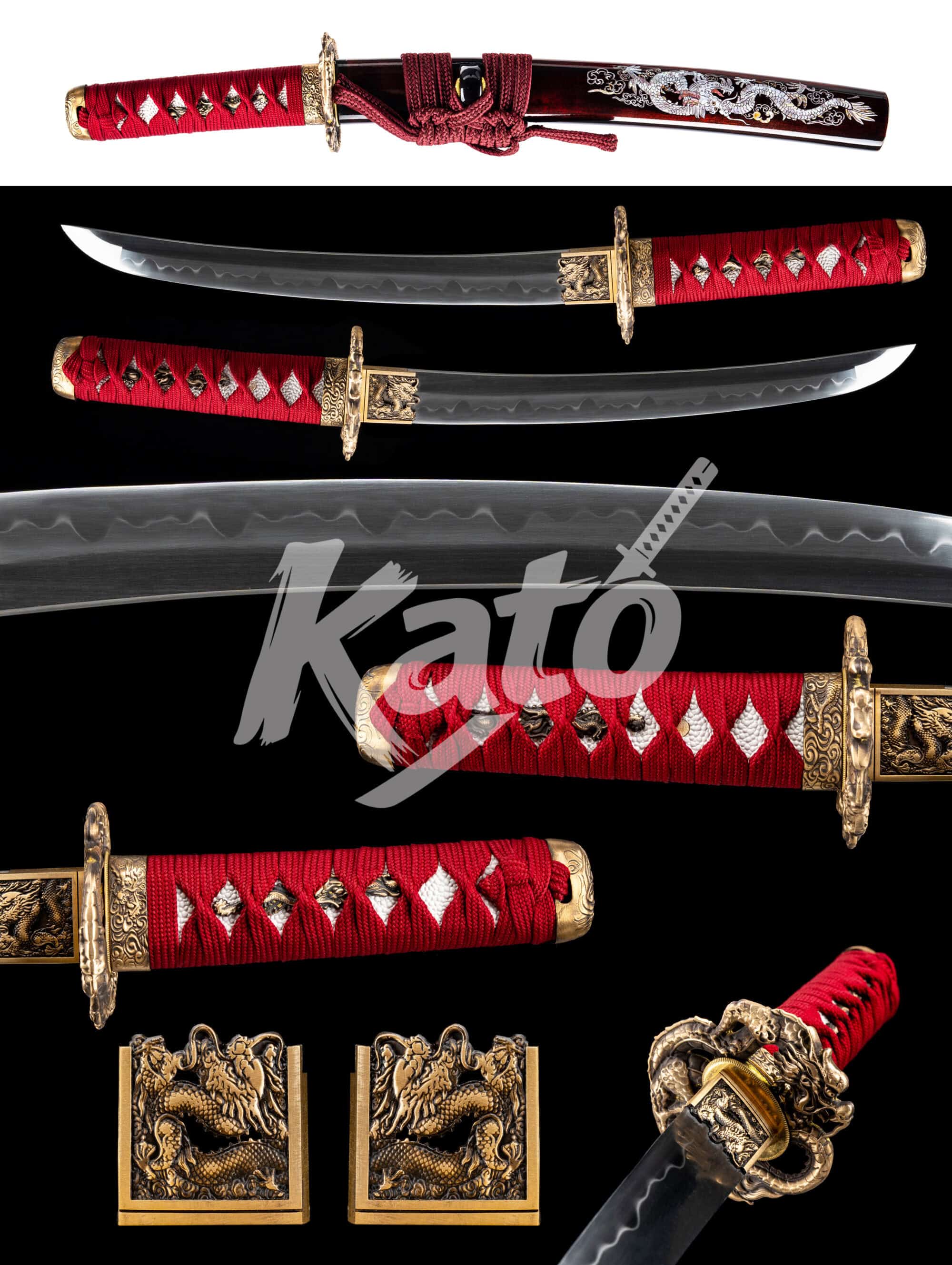 30 Red Tanto Knife T10 Clay Tempered – Hand Forged Japanese Samurai Dagger