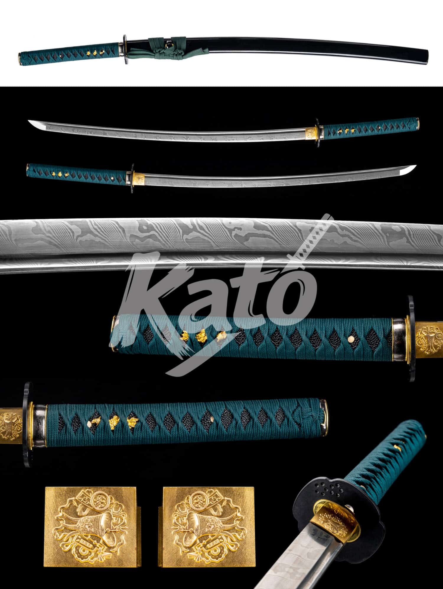 45 Damascus Steel Katana Sword – Hand Forged Folded Samurai Sword Green Handle