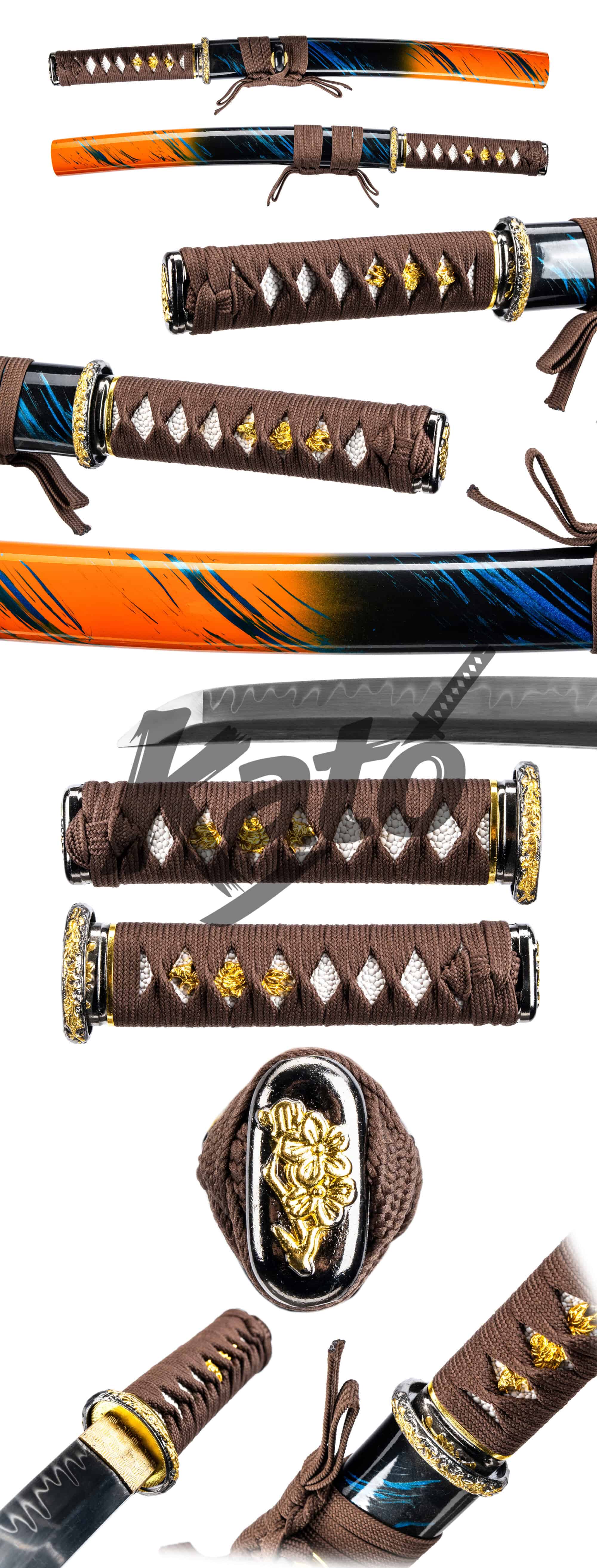 5 Tanto Kato Ember Wave · Épée courte japonaise trempée à l'argile T10
