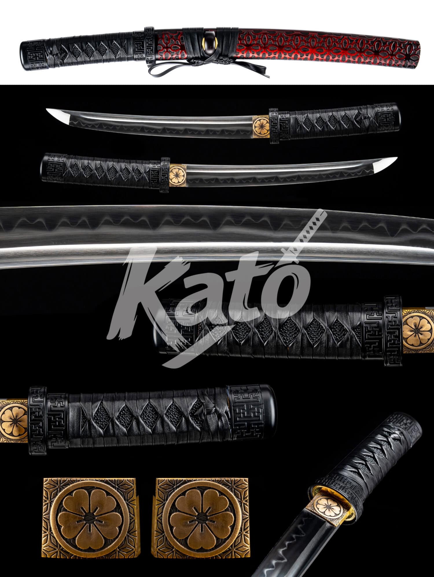 9 Black Tanto T10 Clay Tempered – Real Hamon Japanese Short Sword, Hand Forged