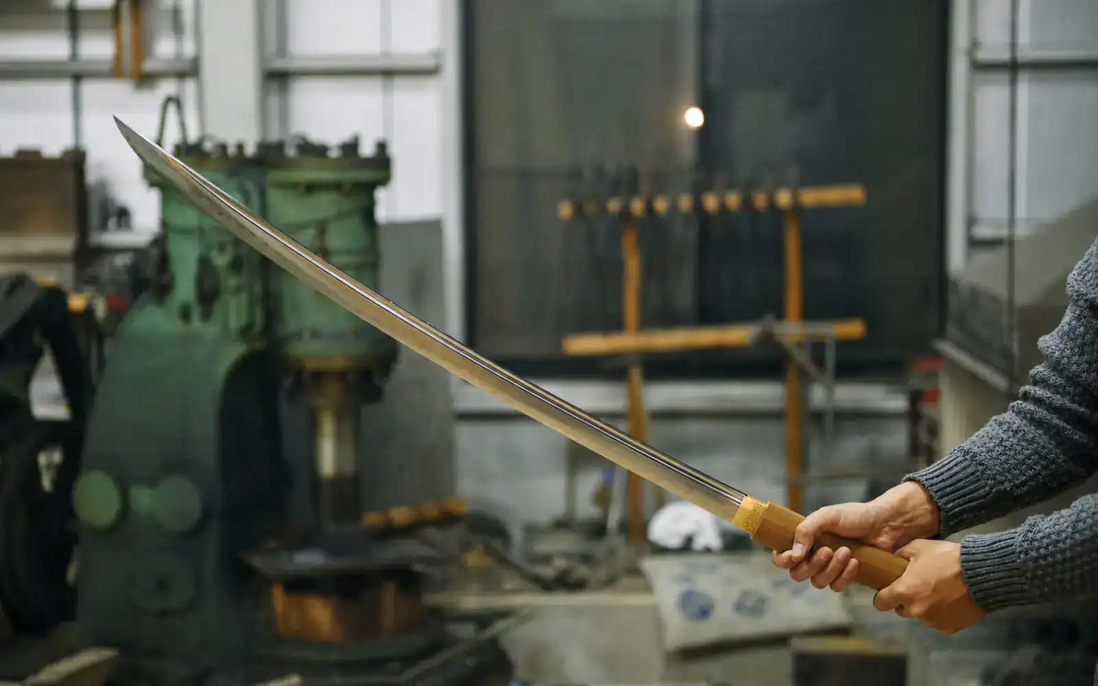 katana blade in sword workshop