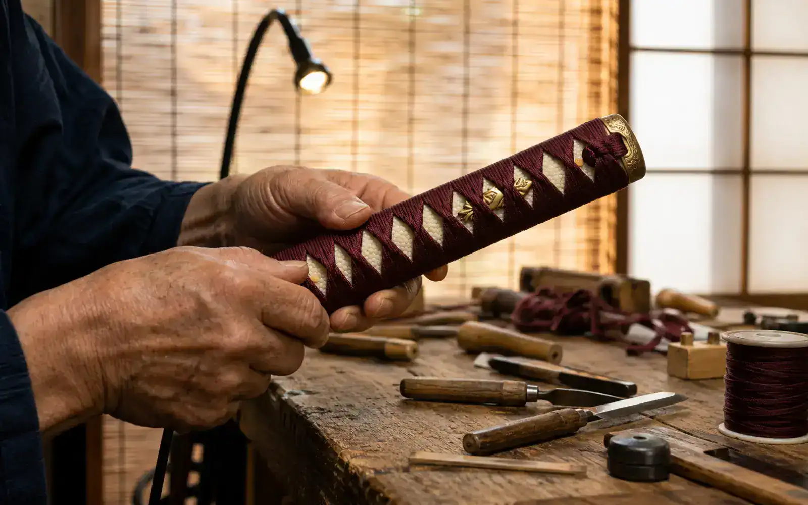 katana handle wrapping with ito