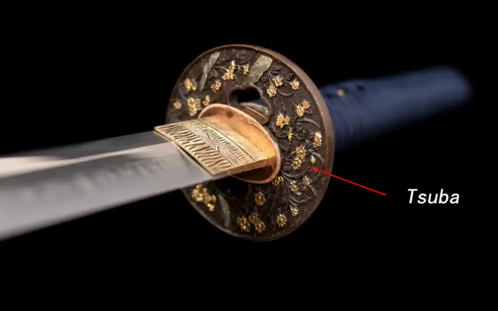 labeled tsuba on katana sword