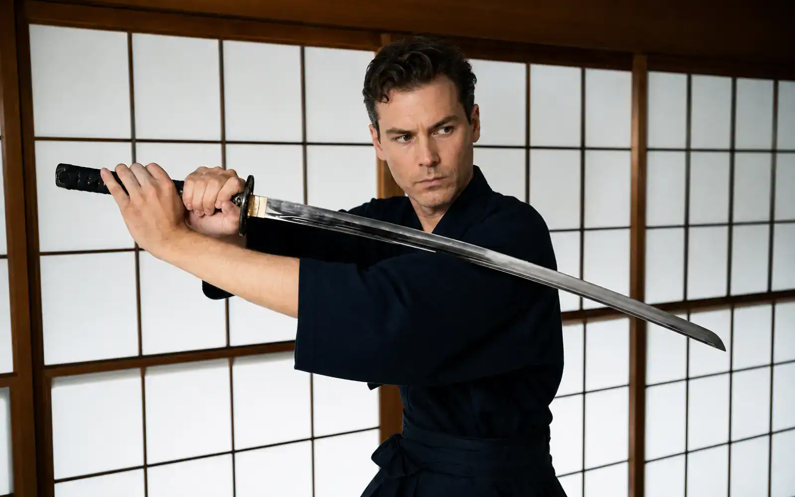 two handed katana practice stance