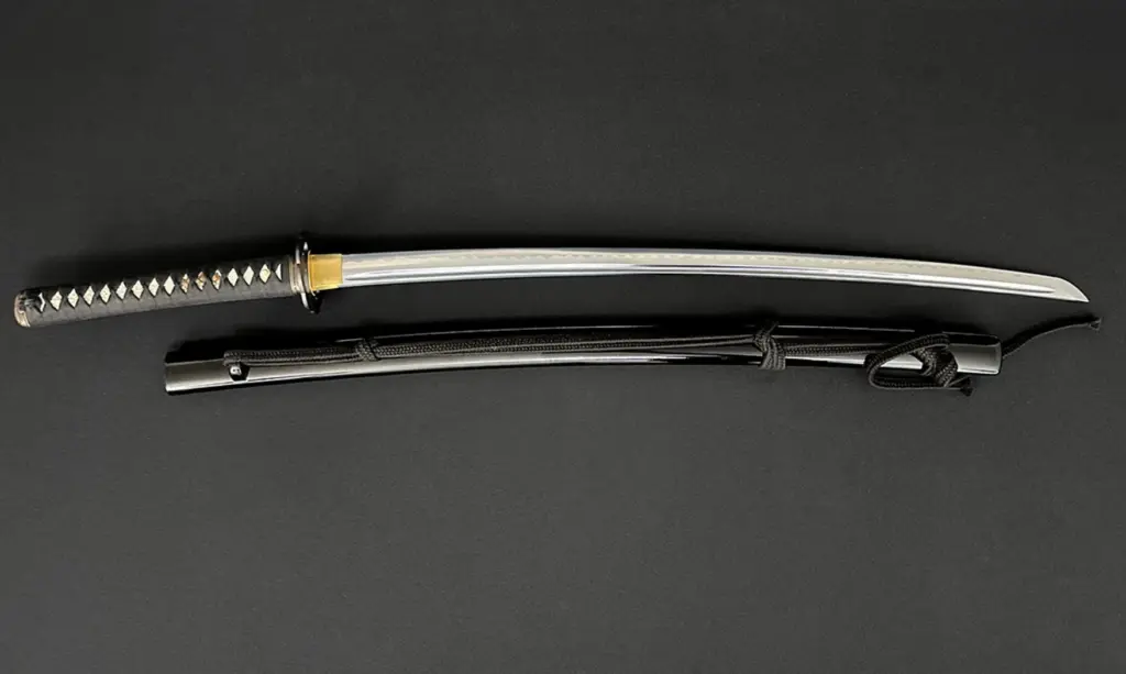 Sheathed iaito on dark background