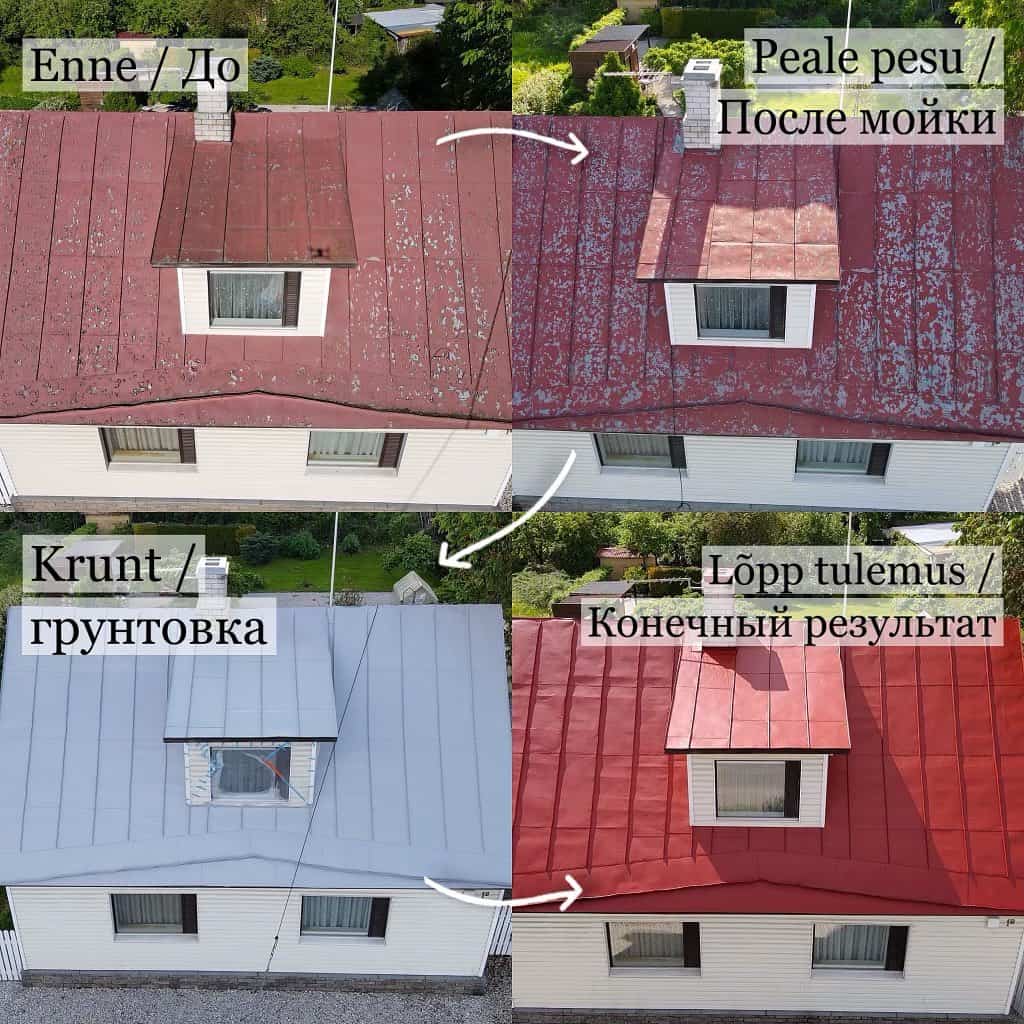 Katuse värvimise terve protsess