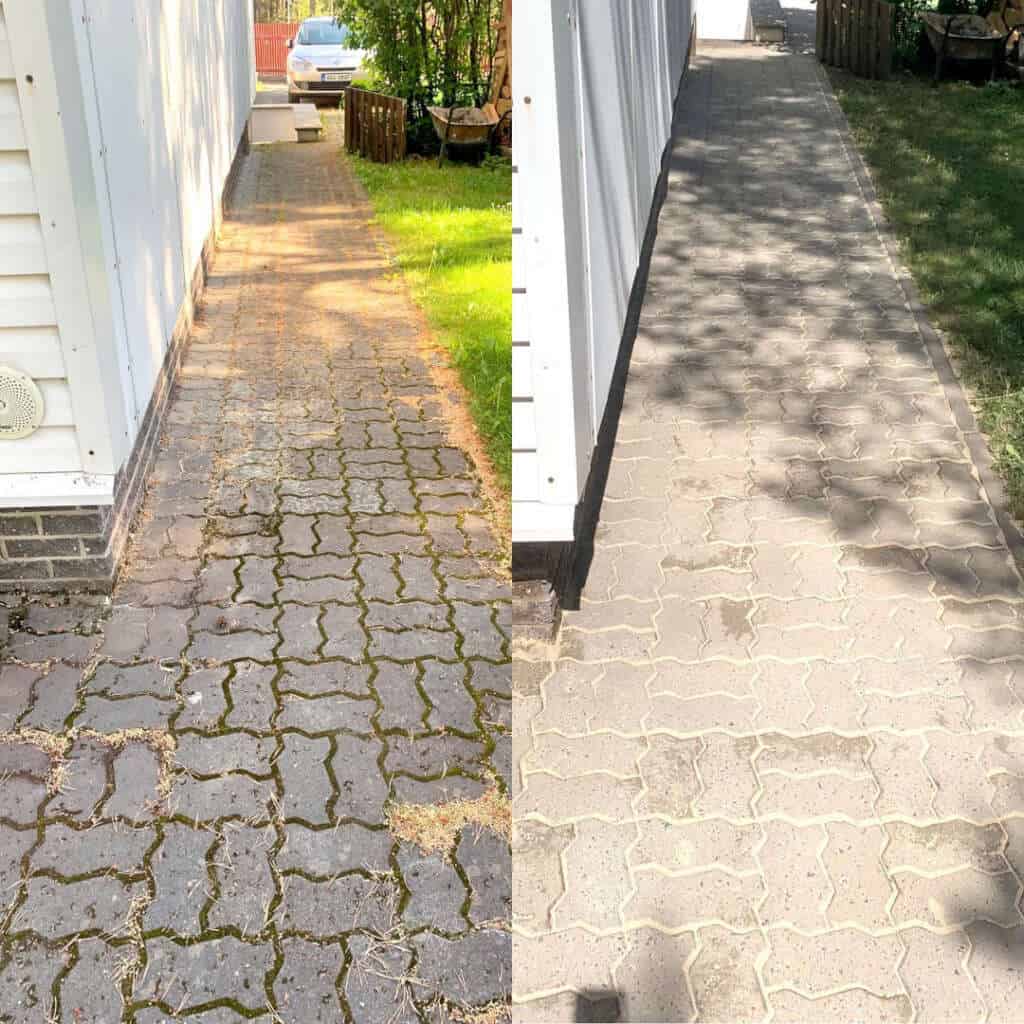 Enne ja pärast korralikku klassikaliste tänavakivide puhastust