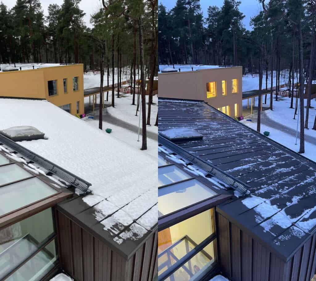 Enne ja pärast korralikku katuse lumekoristust