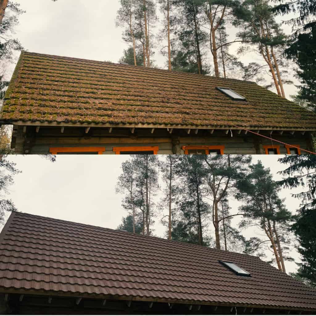 Katuse puhastamine samblast Paldiski - Enne ja pärast korralikku puhastust