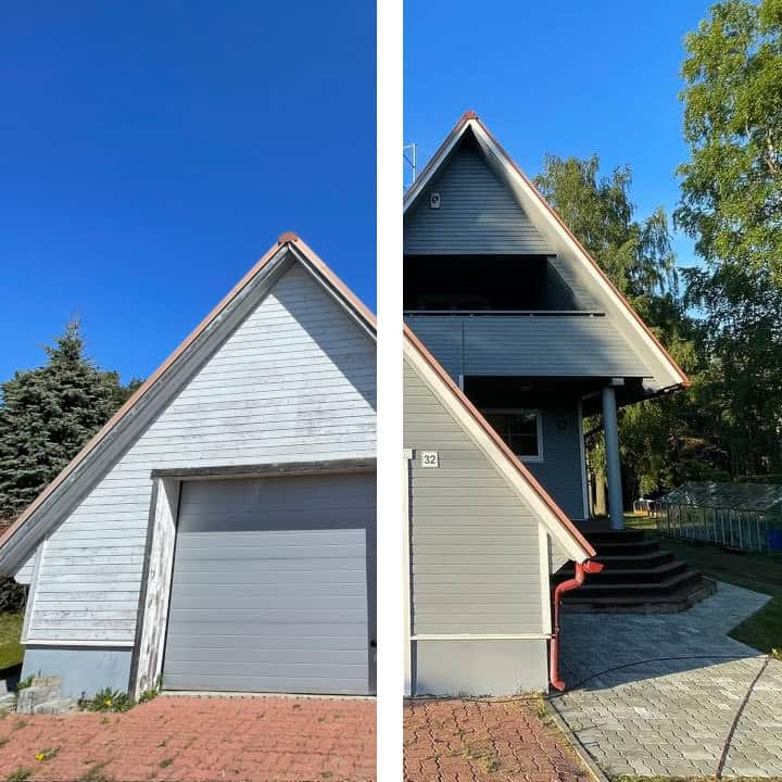 Halli puitfassaadi värvimine - Enne ja pärast korralikku värvimisetööd