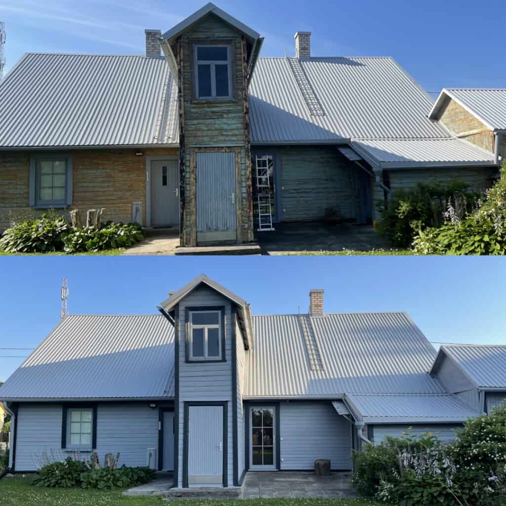 Halli puitfassaadi värvimine - Enne ja pärast professionaalset värvimist