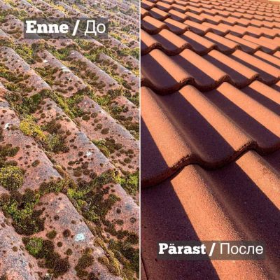 Katusepesu - Enne ja pärast võrdlus - Töö tehtud Võrus