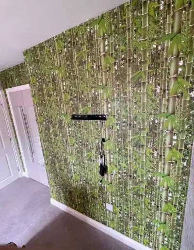 Bamboo forest wall mural for interior decoration, creating a natural and calming ambiance in living.
