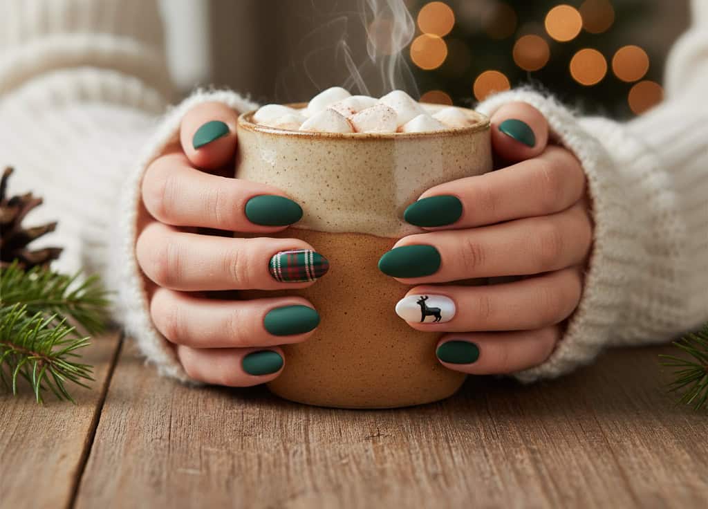 Minimalistische Weihnachtsnägel