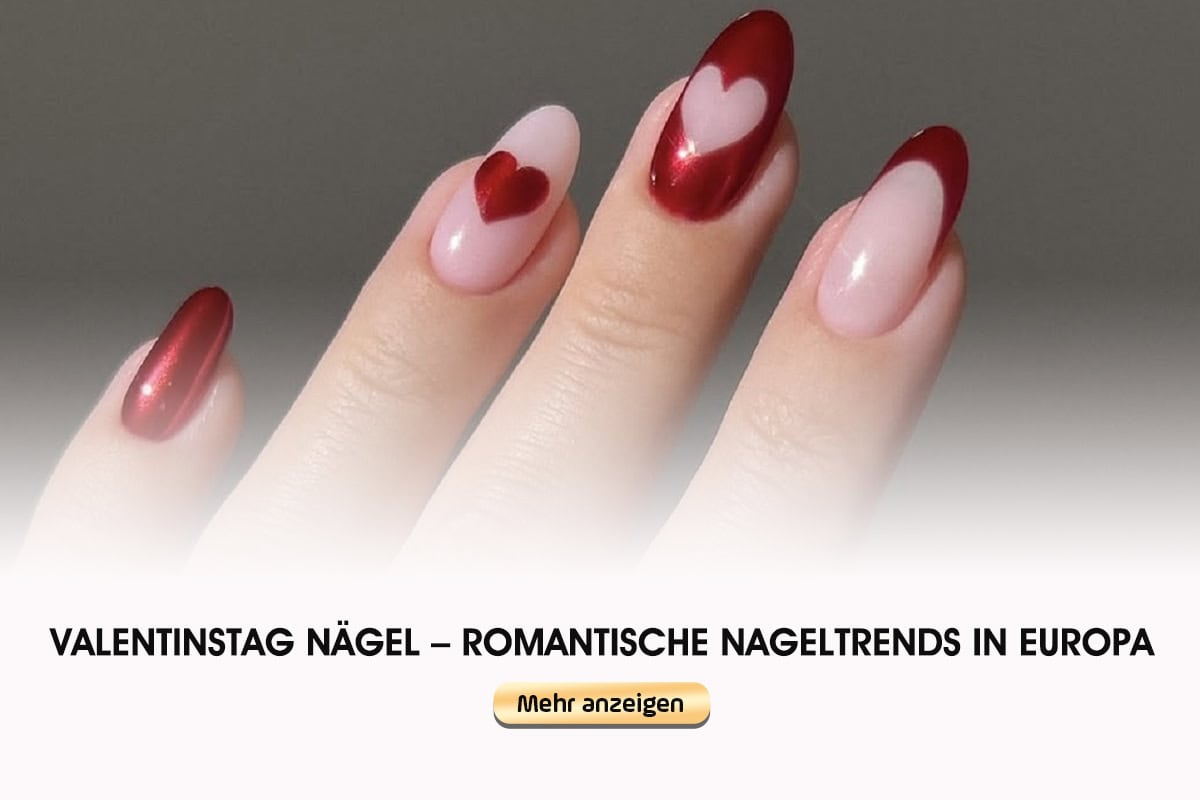 Valentinstag Nägel mit Herzmotiven – Romantische Nagelkunst für den Valentinstag.