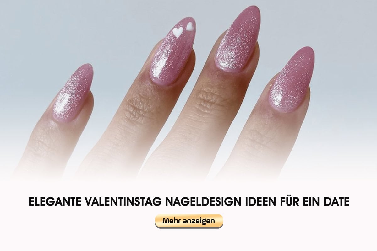 Perfektes Nageldesign für den Valentinstag, ideal für ein romantisches Date.