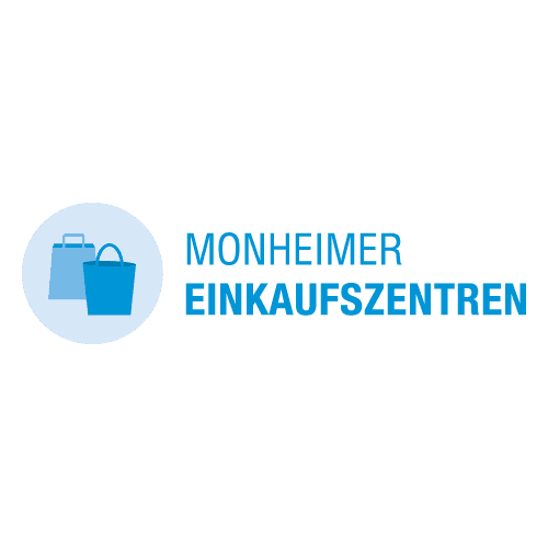 Stark sichtbare Beschilderungen und Beschriftungen für die neue Monheimer Mitte und das dortige Einkaufszentrum.