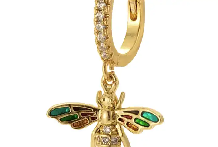 18K Gold Plated Sterling Silver Bee Drop Earring