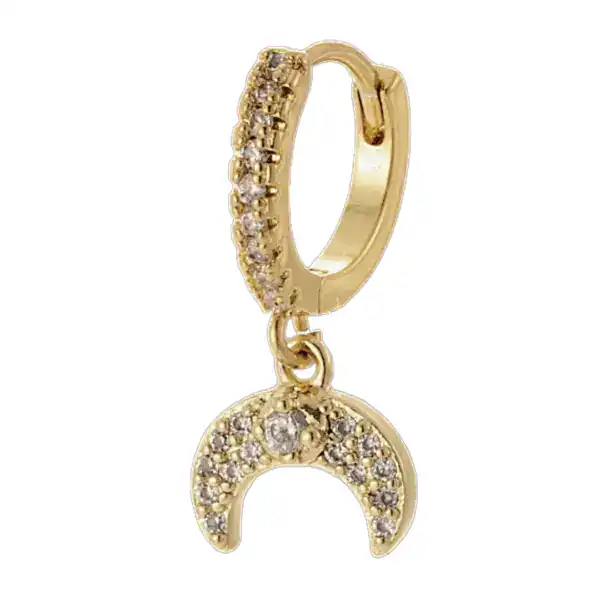 18K Gold Plated Sterling Silver Dainty Upside Down Moon Drop Earring