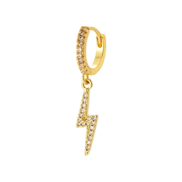 18K Gold Plated Sterling Silver Lightning Bolt Drop Earring 1