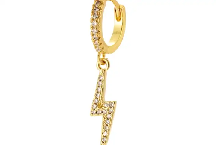18K Gold Plated Sterling Silver Lightning Bolt Drop Earring 1