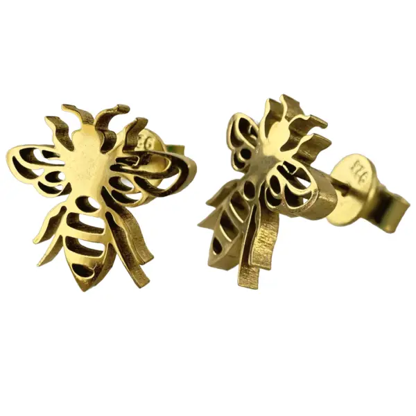 18K Gold Plated Titanium Steel Bee Stud Earring.png